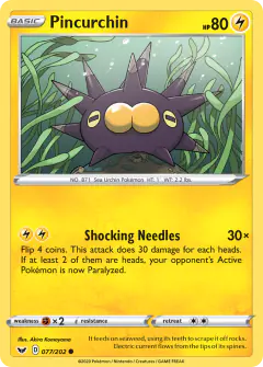 Pincurchin 077/202 Common card from Sword & Shield Base