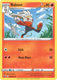 Raboot 033/202 Uncommon card from Sword & Shield Base