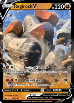 Regirock V 104/202 Rare Holo V card from Sword & Shield Base