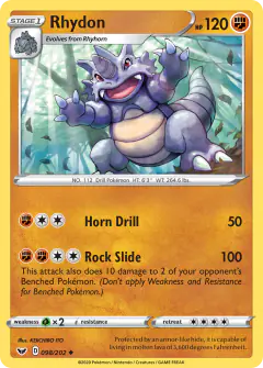 Rhydon 098/202 Uncommon card from Sword & Shield Base