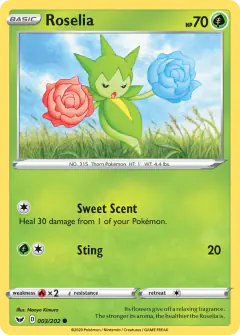 Roselia 003/202 Common card from Sword & Shield Base
