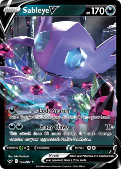 Sableye V 120/202 Rare Holo V card from Sword & Shield Base