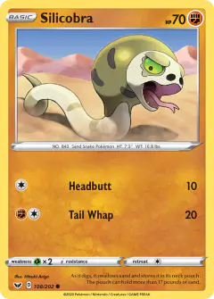 Silicobra 108/202 Common card from Sword & Shield Base