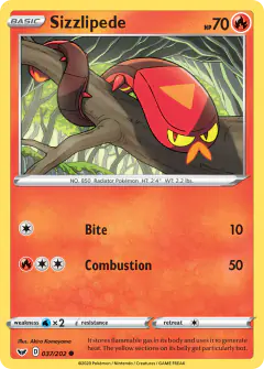 Sizzlipede 037/202 Common card from Sword & Shield Base