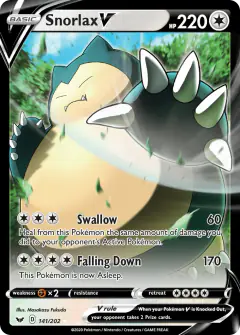 Snorlax V 141/202 Rare Holo V card from Sword & Shield Base