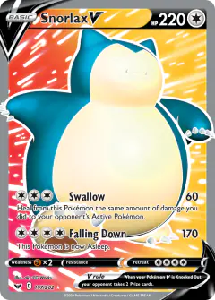 Snorlax V 197/202 Rare Ultra card from Sword & Shield Base
