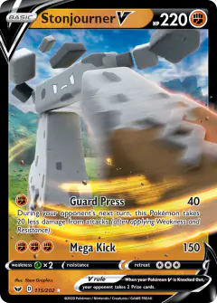 Stonjourner V 115/202 Rare Holo V card from Sword & Shield Base