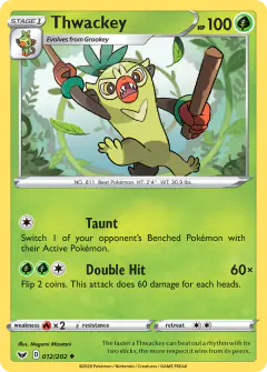 Thwackey 012/202 Uncommon card from Sword & Shield Base