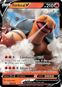 Torkoal V 024/202 Rare Holo V card from Sword & Shield Base