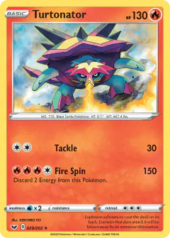 Turtonator 029/202 Rare card from Sword & Shield Base
