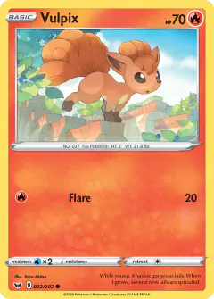 Vulpix 022/202 Common card from Sword & Shield Base
