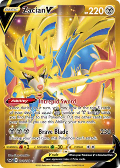 Zacian V 211/202 Rare Secret card from Sword & Shield Base