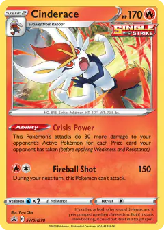 Cinderace SWSH278/307 Promo card from SWSH Black Star Promos