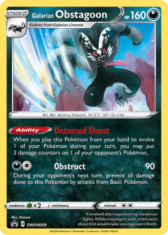 Galarian Obstagoon SWSH059/307 Promo card from SWSH Black Star Promos
