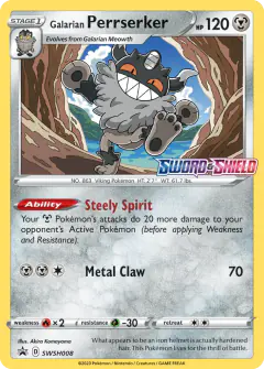 Galarian Perrserker SWSH008/307 Promo card from SWSH Black Star Promos