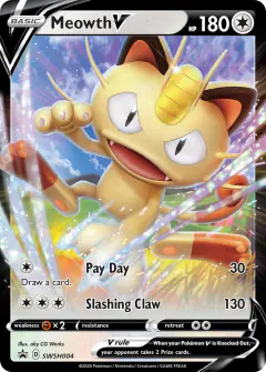 Meowth V SWSH004/307 Promo card from SWSH Black Star Promos