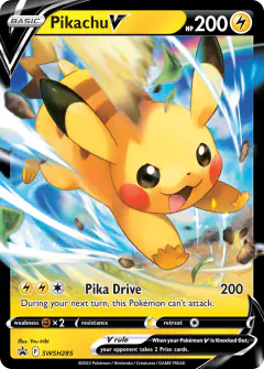 Pikachu V SWSH285/307 Promo card from SWSH Black Star Promos