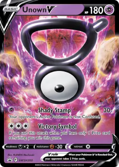 Unown V SWSH300/307 Promo card from SWSH Black Star Promos