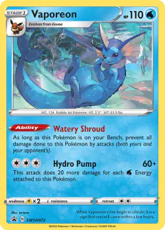 Vaporeon SWSH072/307 Promo card from SWSH Black Star Promos