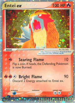 Entei ex 91/95 Rare Holo EX card from Team Magma vs Team Aqua
