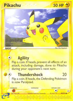 Pikachu 43/95 Common card from Team Magma vs Team Aqua