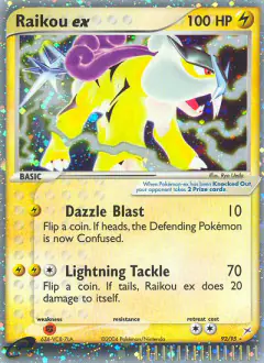 Raikou ex 92/95 Rare Holo EX card from Team Magma vs Team Aqua