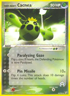 Team Aqua's Cacnea 24/95 Uncommon card from Team Magma vs Team Aqua