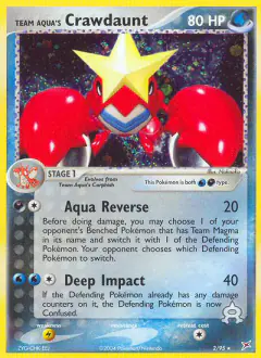 Team Aqua's Crawdaunt 2/95 Rare Holo card from Team Magma vs Team Aqua