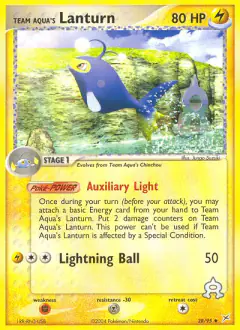 Team Aqua's Lanturn 28/95 Uncommon card from Team Magma vs Team Aqua