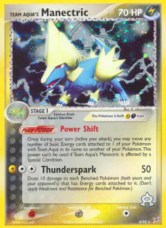 Team Aqua's Manectric 4/95 Rare Holo card from Team Magma vs Team Aqua