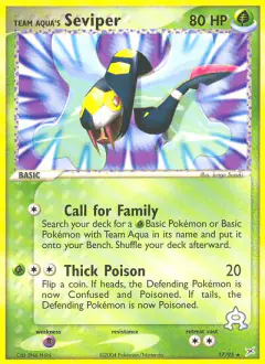Team Aqua's Seviper 17/95 Rare card from Team Magma vs Team Aqua