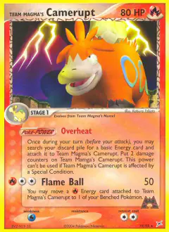 Team Magma's Camerupt 19/95 Rare card from Team Magma vs Team Aqua