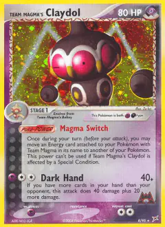 Team Magma's Claydol 8/95 Rare Holo card from Team Magma vs Team Aqua