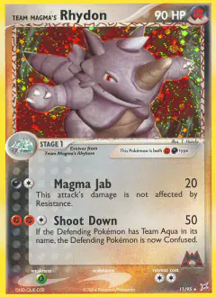 Team Magma's Rhydon 11/95 Rare Holo card from Team Magma vs Team Aqua