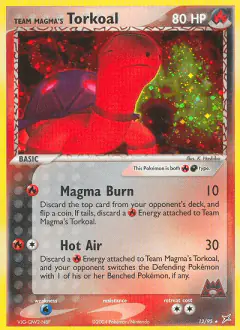 Team Magma's Torkoal 12/95 Rare Holo card from Team Magma vs Team Aqua