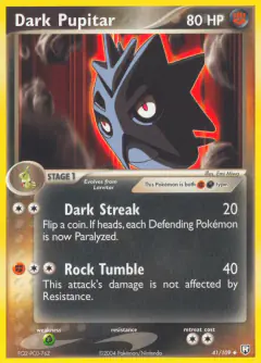 Dark Pupitar 41/109 Uncommon card from Team Rocket Returns