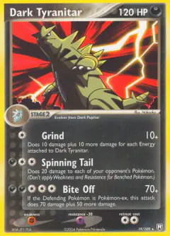 Dark Tyranitar 19/109 Rare card from Team Rocket Returns