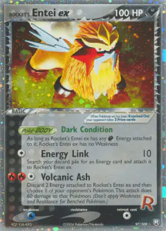 Rocket's Entei ex 97/109 Rare Holo EX card from Team Rocket Returns