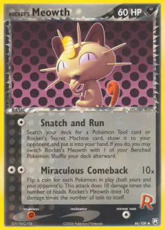 Rocket's Meowth 46/109 Uncommon card from Team Rocket Returns