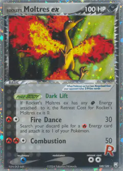 Rocket's Moltres ex 100/109 Rare Holo EX card from Team Rocket Returns