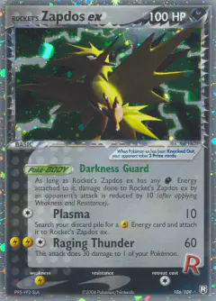 Rocket's Zapdos ex 106/109 Rare Holo EX card from Team Rocket Returns