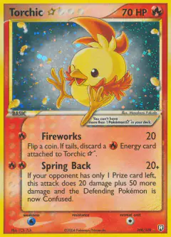 Torchic ★ 108/109 Rare Holo Star card from Team Rocket Returns