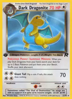 Dark Dragonite 22/82 Rare card from Team Rocket