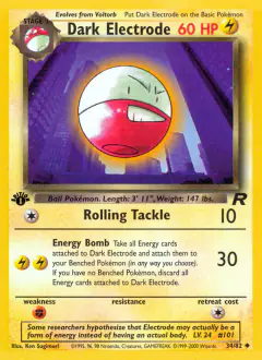Dark Electrode 34/82 Uncommon card from Team Rocket