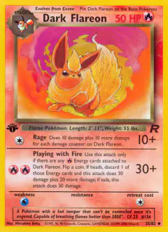 Dark Flareon 35/82 Uncommon card from Team Rocket