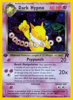Dark Hypno 9/82 Rare Holo card from Team Rocket