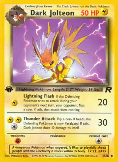 Dark Jolteon 38/82 Uncommon card from Team Rocket