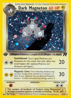 Dark Magneton 11/82 Rare Holo card from Team Rocket
