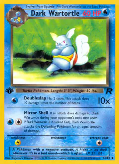 Dark Wartortle 46/82 Uncommon card from Team Rocket