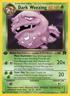 Dark Weezing 31/82 Rare card from Team Rocket